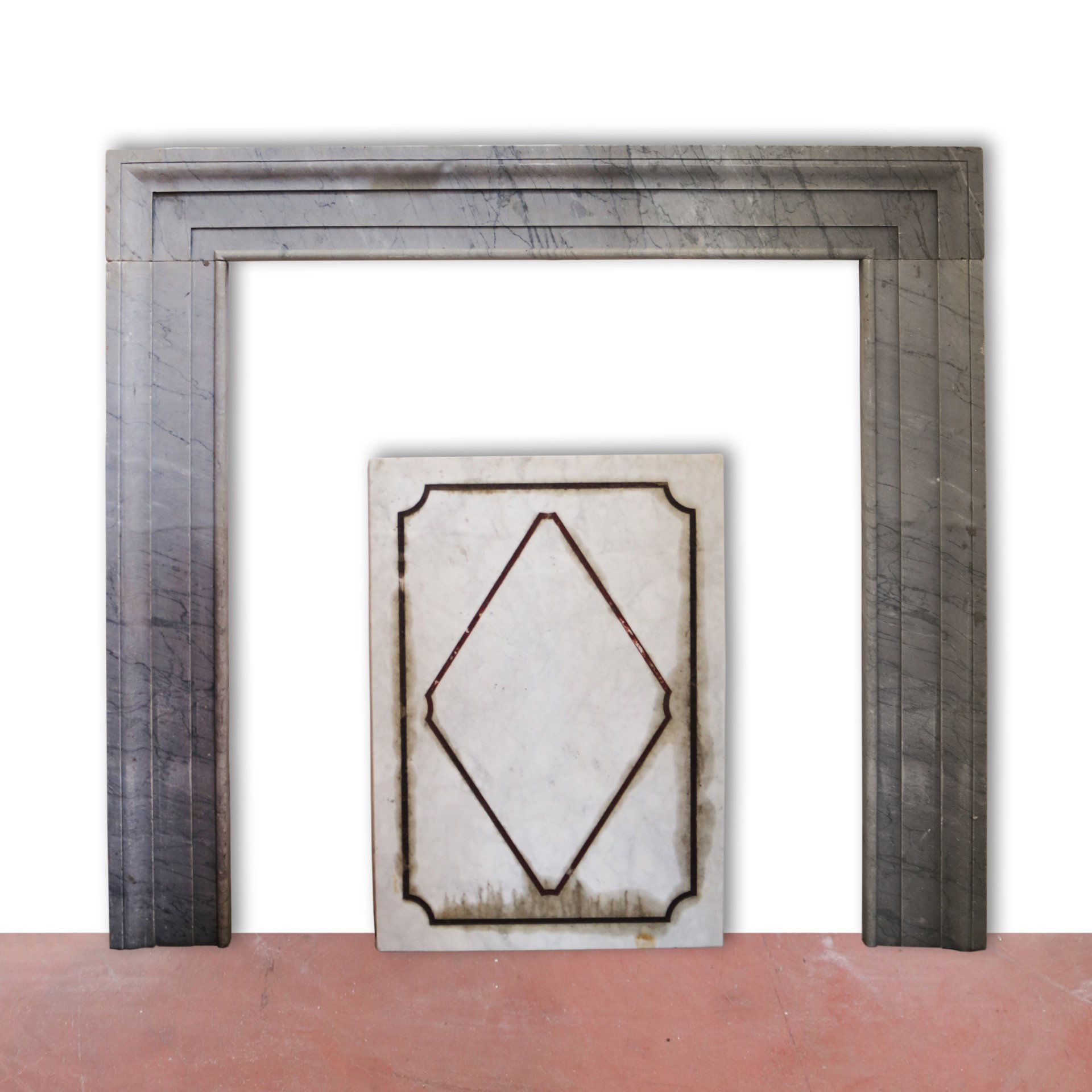 Cheminée ancienne en marbre, 130x127cm. Époque 1800.